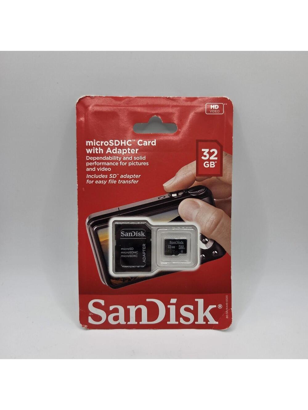 SanDisk microSDHC Card W/ Adapter 32 GB New Sealed